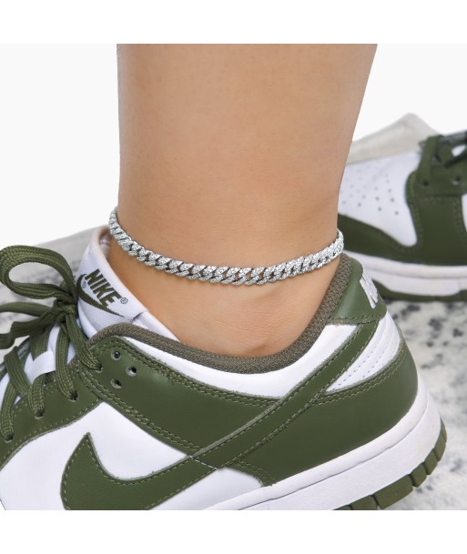 Anklet - Iced Cuban link 6.8mm (Adjustable) rembourrage situé sous