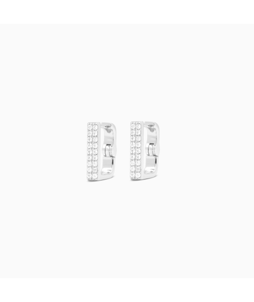 Iced square silver earrings online