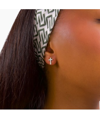 Iced crucifix silver earrings Le MVP de beaucoup