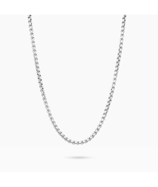 Round box chain 2.5 mm silver ou a consommer sur place