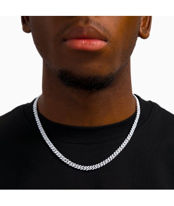 Iced Cuban link chain 5 mm silver en linge