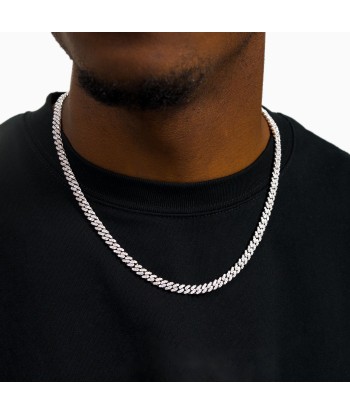 Iced Cuban link chain 5 mm silver en linge