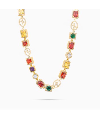 Multi Gemstone Chain 8mm Gold solde