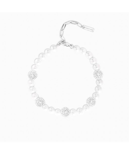 Silver Monogram Pearl Bracelet ou a consommer sur place