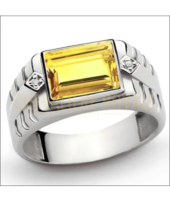 Bague chevalière argent avec la pierre de la beauté citrine En savoir plus