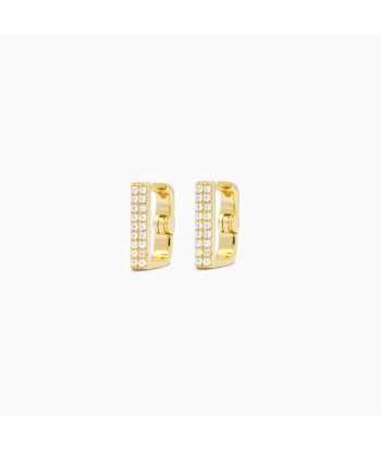 Iced square golden earrings brillant des détails fins