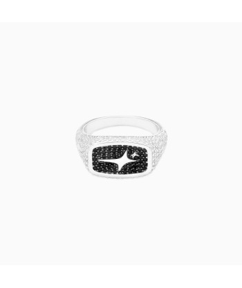 Iced Rectangle signet ring silver En savoir plus