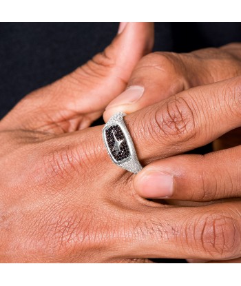 Iced Rectangle signet ring silver En savoir plus