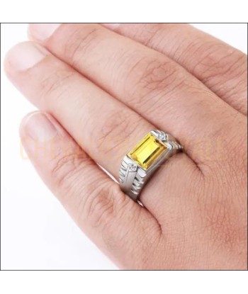 Bague chevalière argent avec la pierre de la beauté citrine En savoir plus