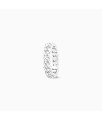 Slim Iced Cuban Link Ring Silver Faites des économies