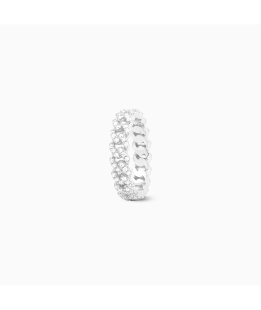 Slim Iced Cuban Link Ring Silver les muscles