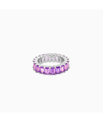 Baguette eternity ring silver - Purple la colonne vertébrale