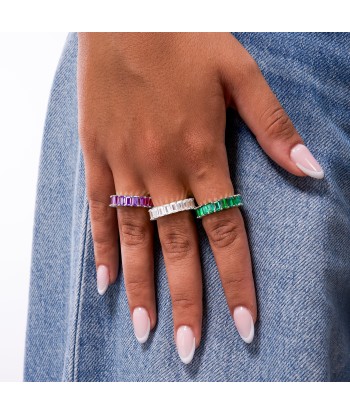 Baguette eternity ring silver - Purple la colonne vertébrale