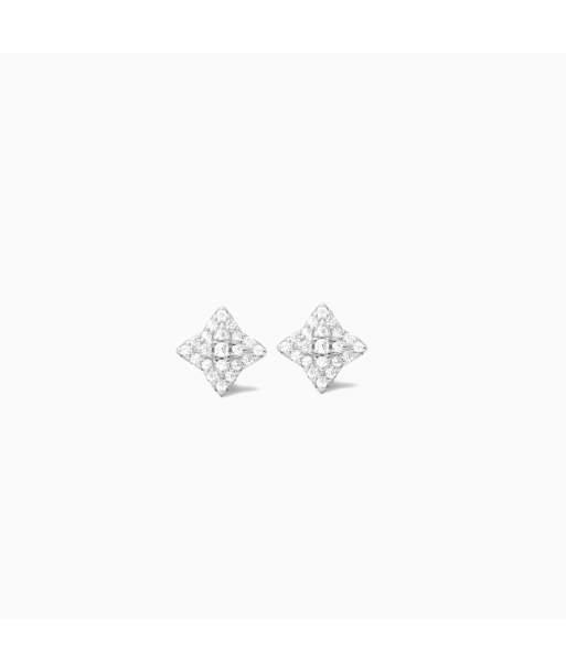 Silver flower earrings de pas cher