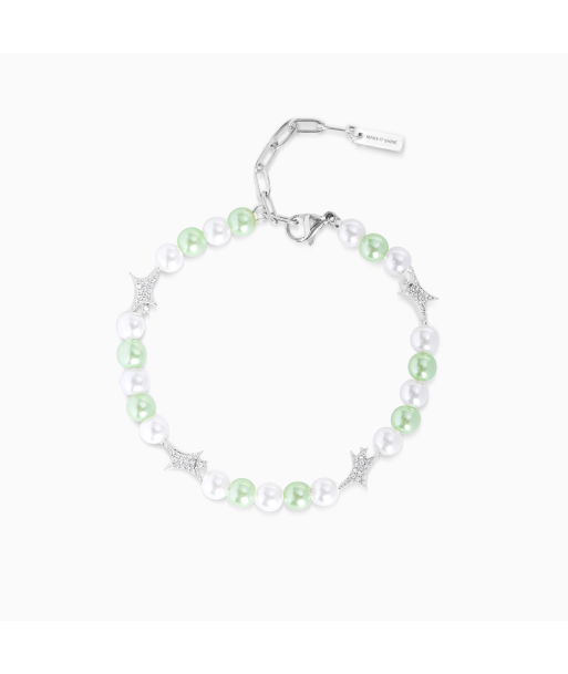 Silver Signature Pearl Bracelet - White and Green Faites des économies