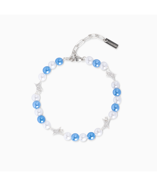 Signature Pearl Bracelet Silver - White and Blue la livraison gratuite