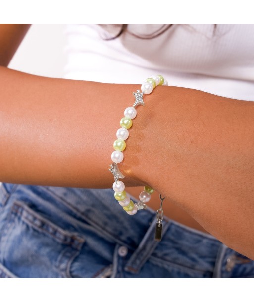 Silver Signature Pearl Bracelet - White and Green 50-70% off 