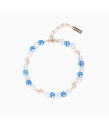 Golden Signature Pearl Bracelet - White and Blue soldes