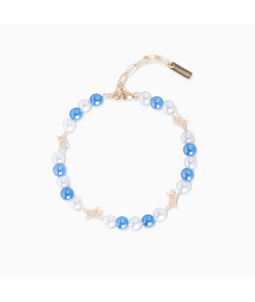 Golden Signature Pearl Bracelet - White and Blue soldes