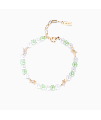 Gold Signature Pearl Bracelet - White and Green votre