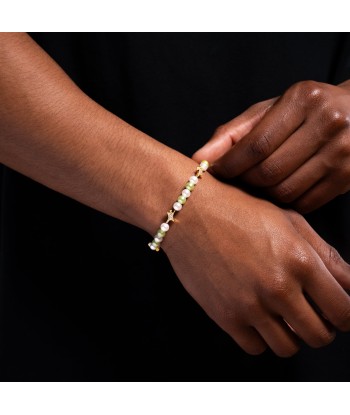 Gold Signature Pearl Bracelet - White and Green votre