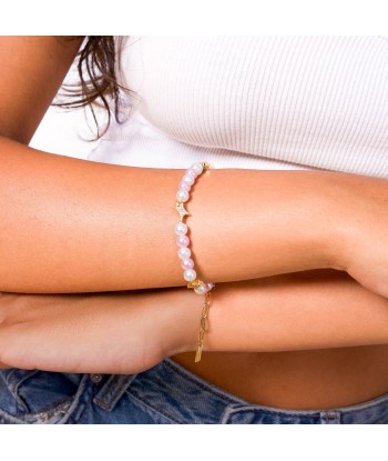 Gold Signature Pearl Bracelet - White and Pink ou a consommer sur place