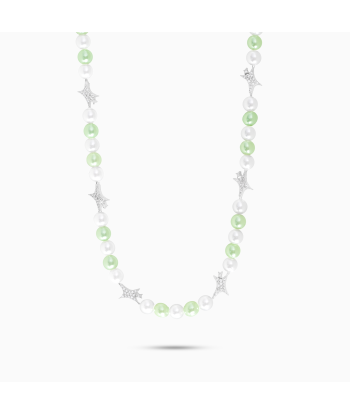 Signature silver Pearl Chain - White and Green 2 - 3 jours ouvrés.