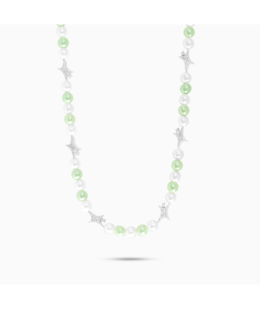 Signature silver Pearl Chain - White and Green 2 - 3 jours ouvrés.