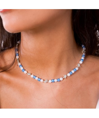 Signature silver Pearl Chain - White and Blue est présent 