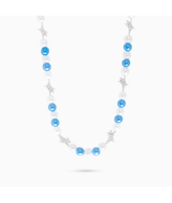 Signature silver Pearl Chain - White and Blue votre