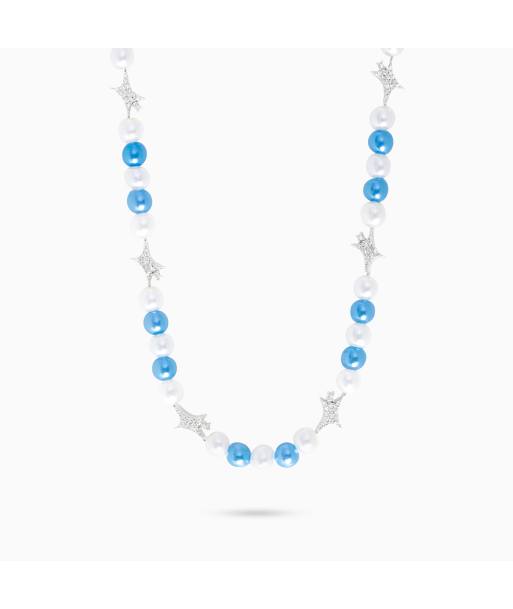 Signature silver Pearl Chain - White and Blue votre