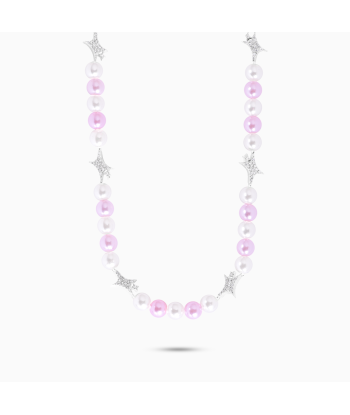 Signature silver Pearl Chain - White and Pink le concept de la Pate a emporter 