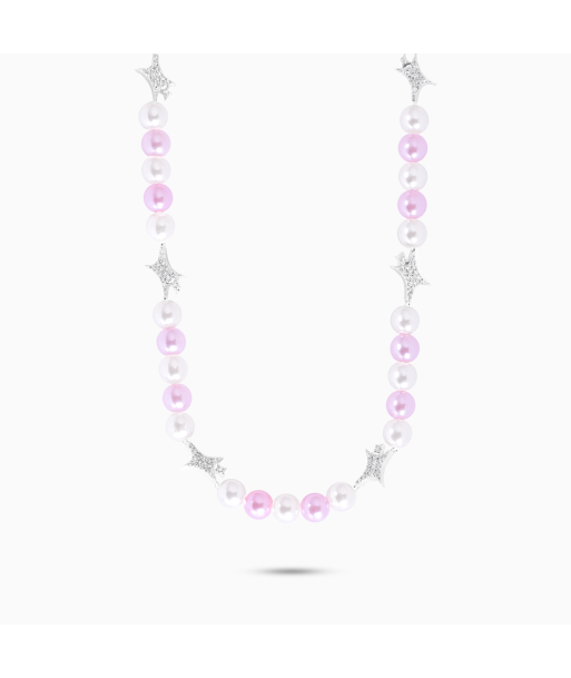 Signature silver Pearl Chain - White and Pink le concept de la Pate a emporter 