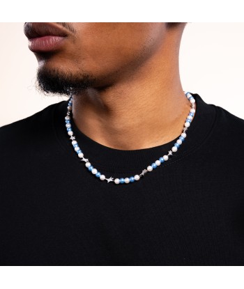 Signature silver Pearl Chain - White and Blue votre