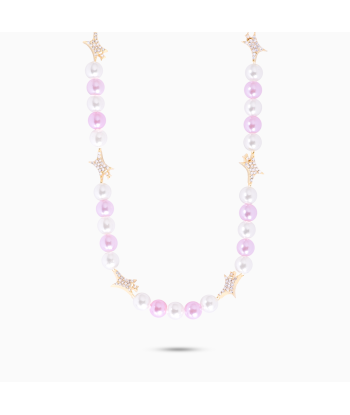 Signature Gold Pearl Chain - White and Pink le des métaux précieux