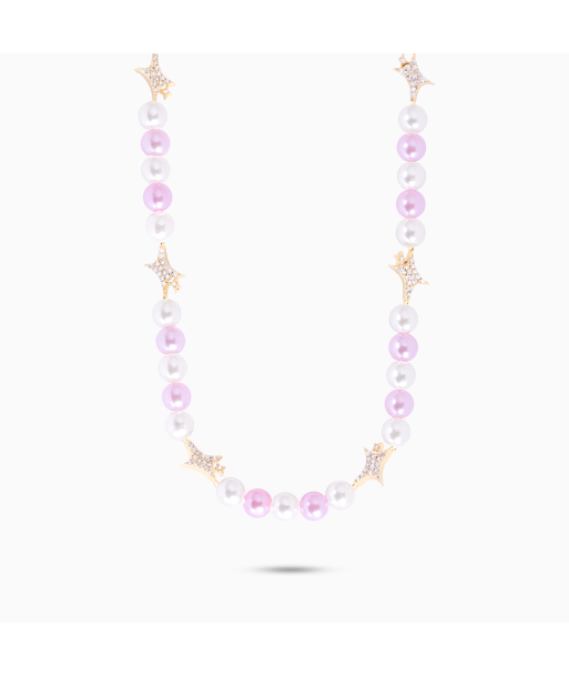 Signature Gold Pearl Chain - White and Pink le des métaux précieux