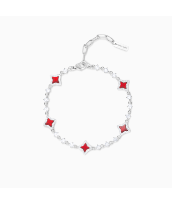 Silver Flower Tennis Bracelet - Red est présent 