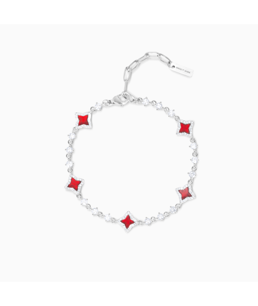 Silver Flower Tennis Bracelet - Red est présent 