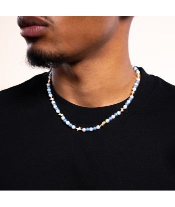 Signature Gold Pearl Chain - White and Blue soldes