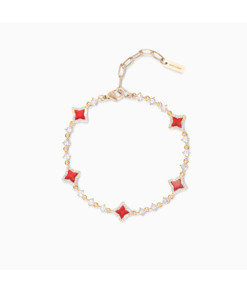 Flower Tennis Bracelet Gold - Red paiement sécurisé