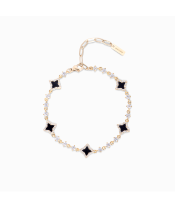 Gold Flower Tennis Bracelet - Black de pas cher