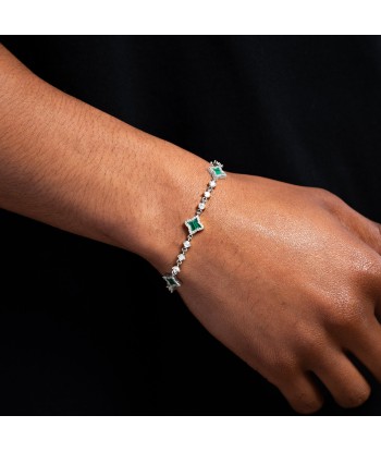 Silver Flower Tennis Bracelet - Green prix