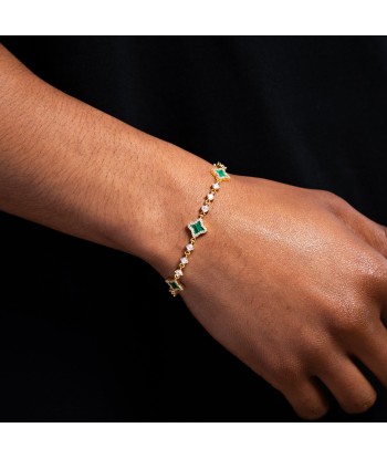 Gold Tennis Flower Bracelet - Green livraison et retour toujours gratuits