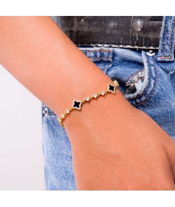 Gold Flower Tennis Bracelet - Black meilleur choix