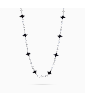 Silver Flower Tennis Chain - Black soldes