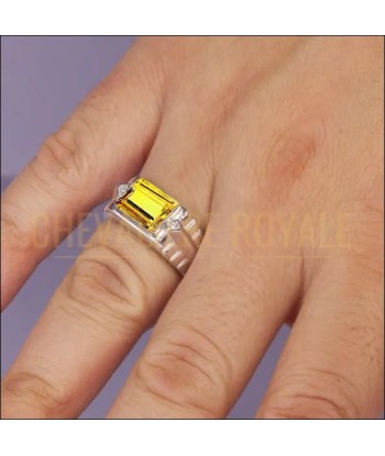 Bague chevalière argent avec la pierre de la beauté citrine En savoir plus