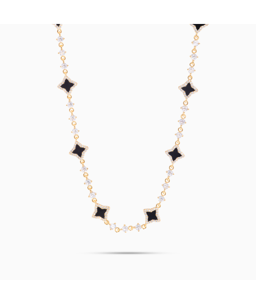 Gold Flower Tennis Chain - Black pas cher 