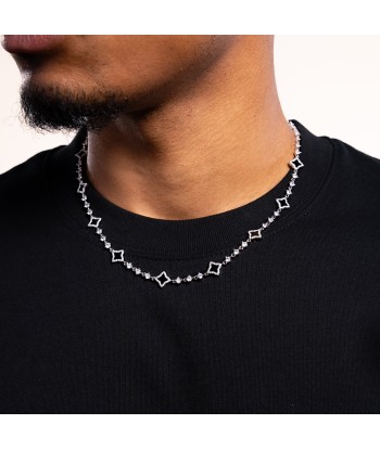 Silver Flower Tennis Chain - Black Economisez 