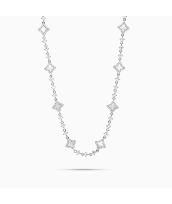 Silver Flower Tennis Chain - White basket pas cher