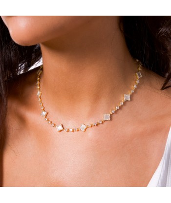 Gold Flower Tennis Chain - White france